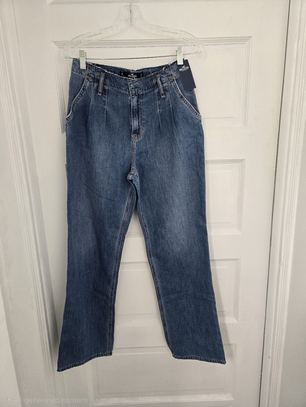 Hollister High-Rise Straight Leg Jeans - Blue Denim